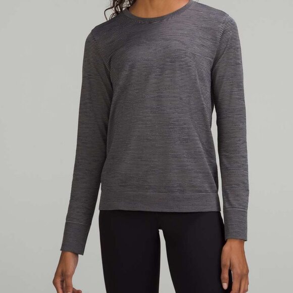 Lululemon Swiftly Relaxed-Fit Long Sleeve Shirt Chroma Check Stripe Black / Grey - Picture 1 of 5